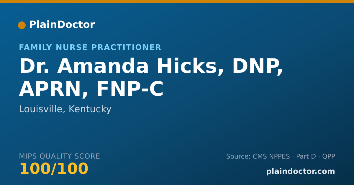 Shareable card for Amanda Hicks, DNP, APRN, FNP-C - Family Nurse Practitioner, Louisville, KY