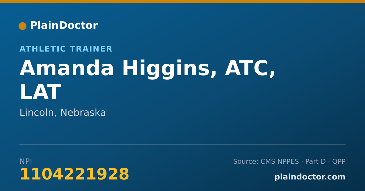 Shareable card for Amanda Higgins, ATC, LAT - Athletic Trainer, Lincoln, NE