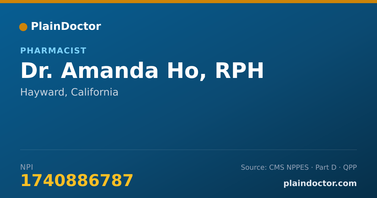 Shareable card for Amanda Ho, RPH - Pharmacist, Hayward, CA