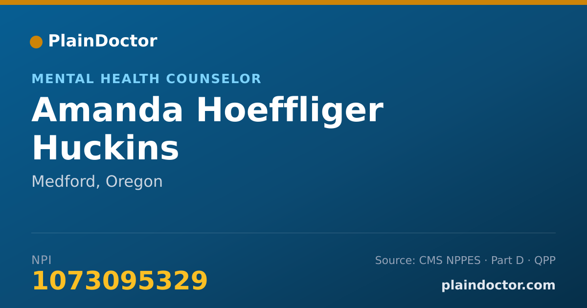 Shareable card for Amanda Hoeffliger Huckins - Mental Health Counselor, Medford, OR