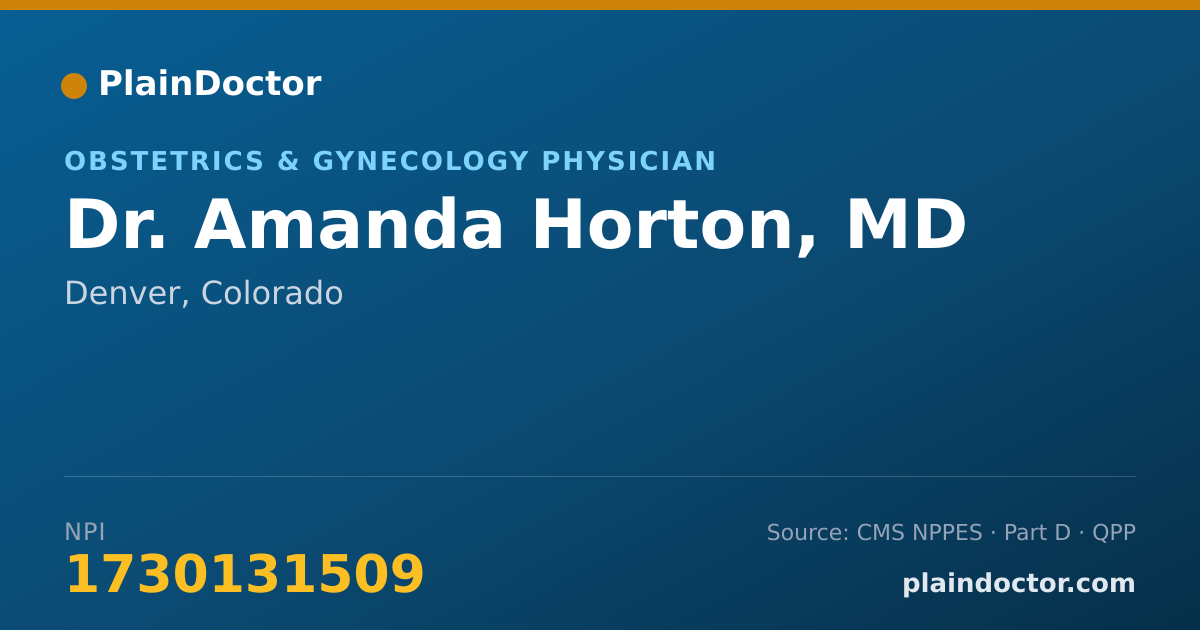 Shareable card for Amanda Horton, MD - Obstetrics & Gynecology Physician, Denver, CO