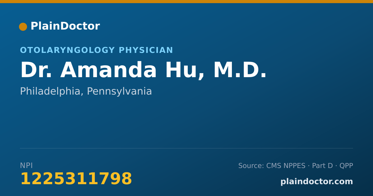 Shareable card for Amanda Hu, M.D. - Otolaryngology Physician, Philadelphia, PA