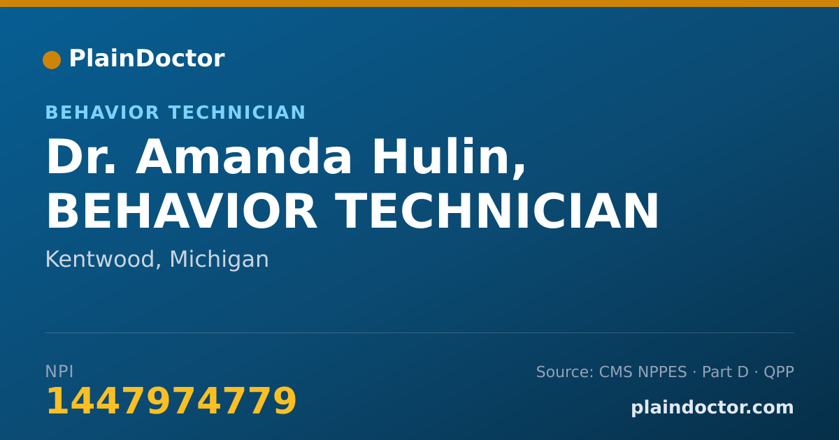 Shareable card for Amanda Hulin, BEHAVIOR TECHNICIAN - Behavior Technician, Kentwood, MI