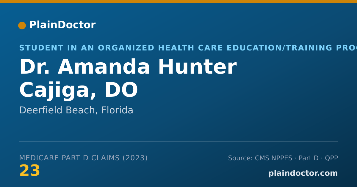 Shareable card for Amanda Hunter Cajiga, DO - Student in an Organized Health Care Education/Training Program, Deerfield Beach, FL