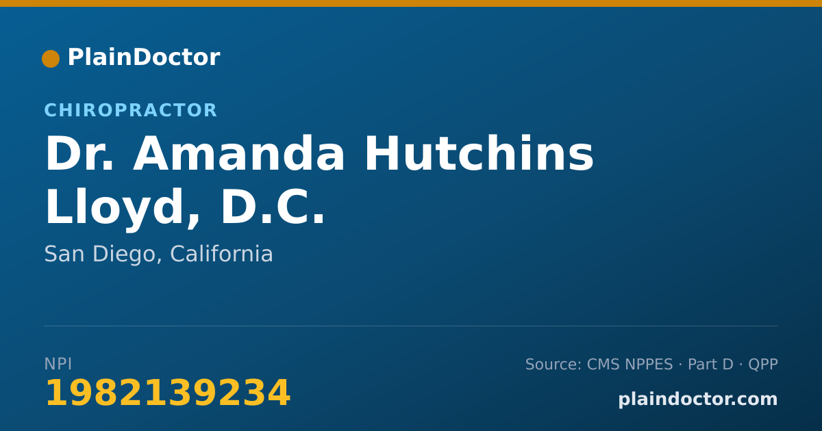 Shareable card for Amanda Hutchins Lloyd, D.C. - Chiropractor, San Diego, CA