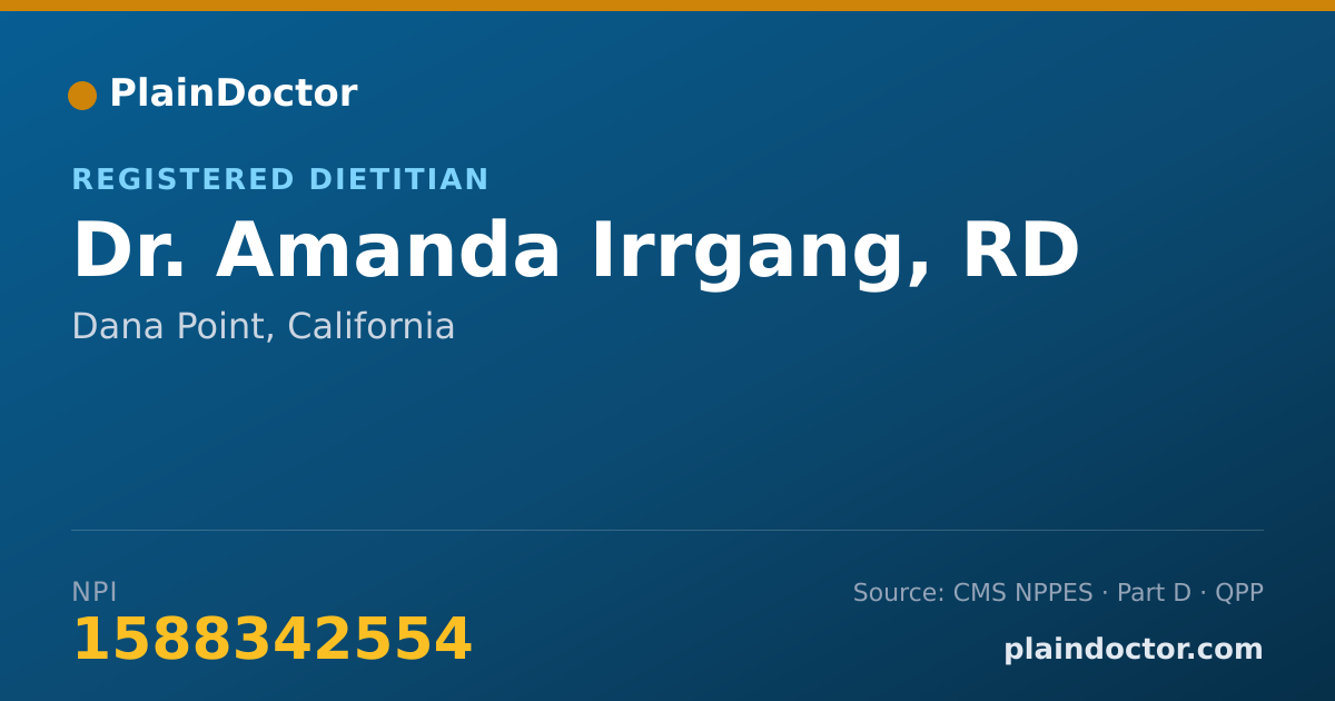 Shareable card for Amanda Irrgang, RD - Registered Dietitian, Dana Point, CA