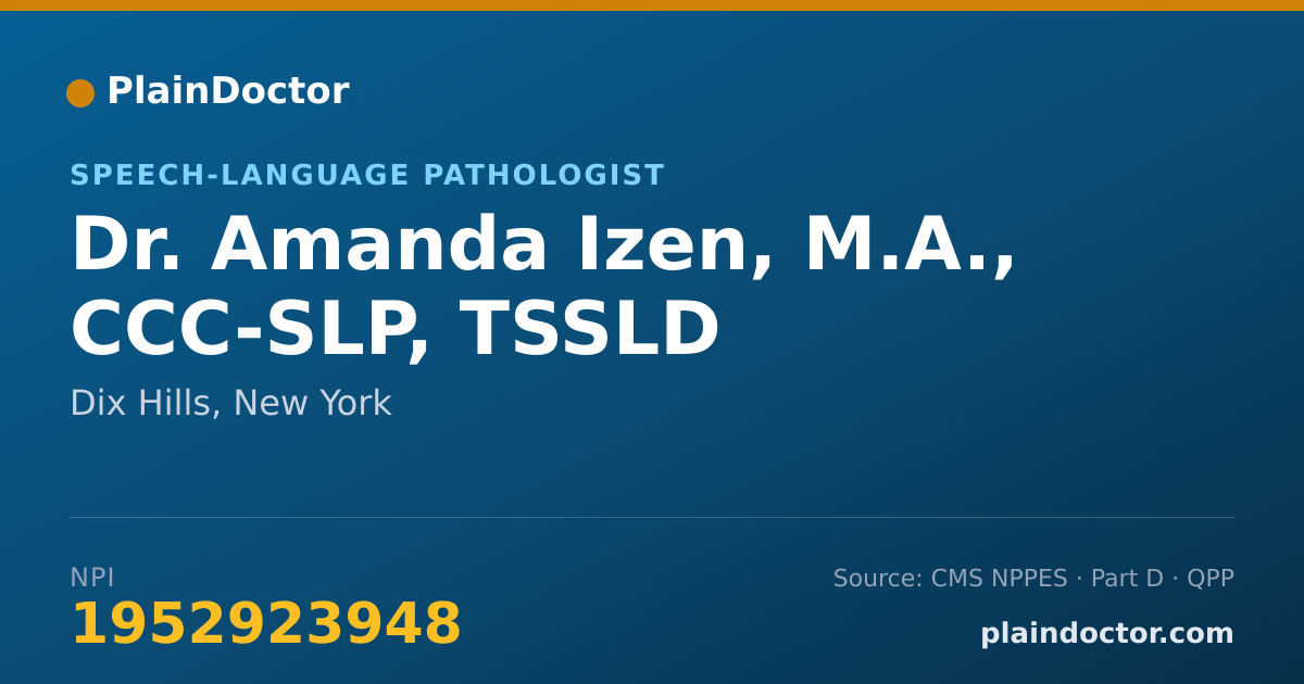 Shareable card for Amanda Izen, M.A., CCC-SLP, TSSLD - Speech-Language Pathologist, Dix Hills, NY