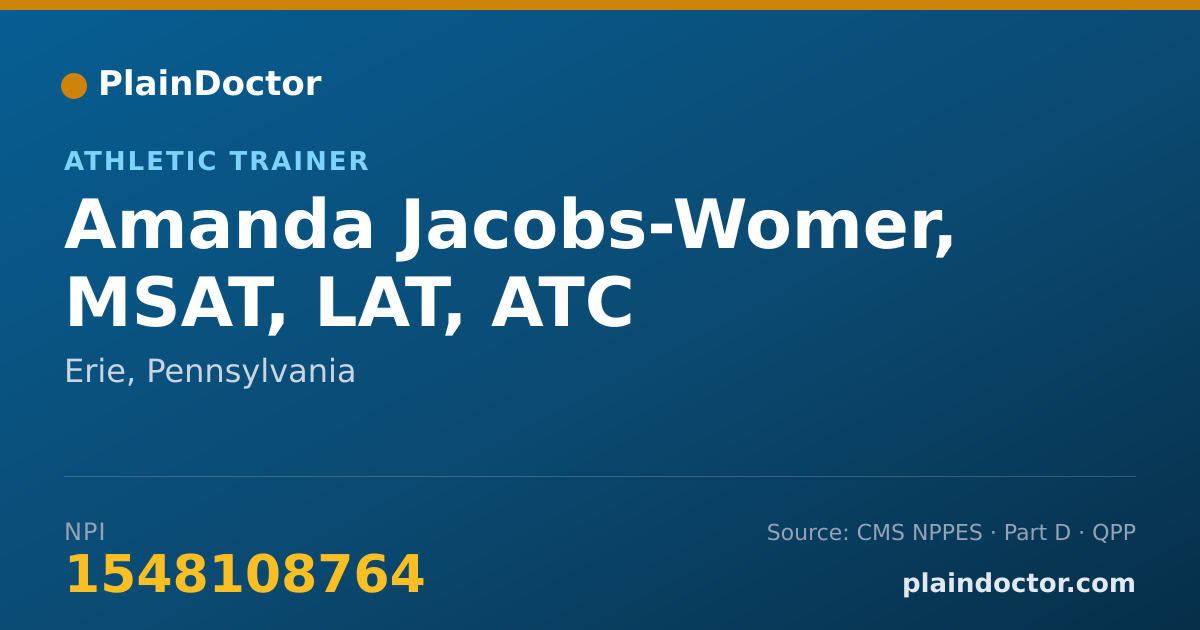 Shareable card for Amanda Jacobs-Womer, MSAT, LAT, ATC - Athletic Trainer, Erie, PA