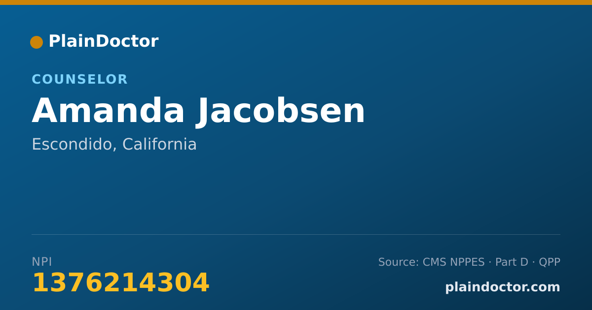 Shareable card for Amanda Jacobsen - Counselor, Escondido, CA