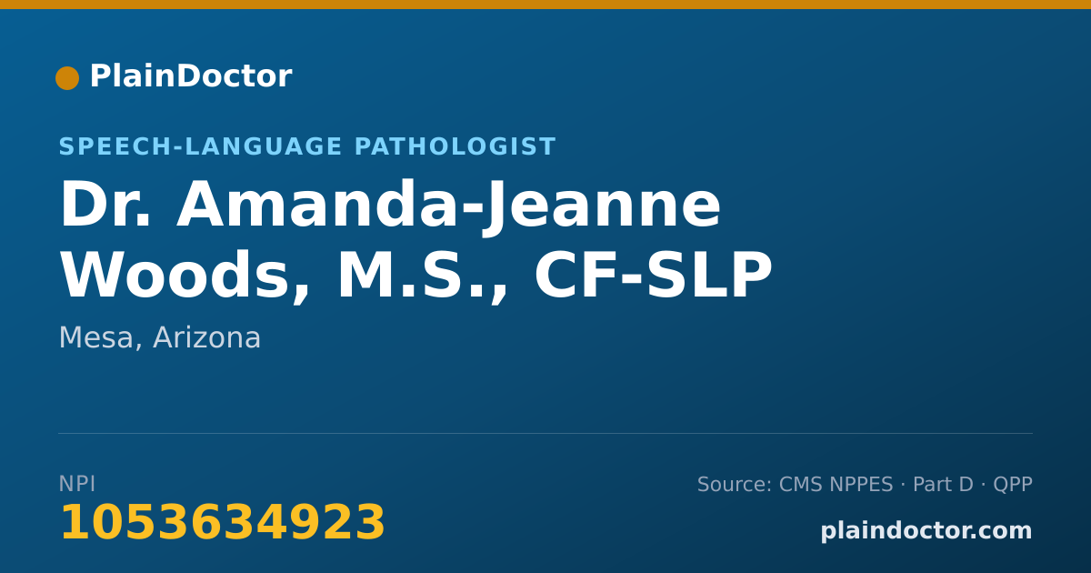 Shareable card for Amanda-Jeanne Woods, M.S., CF-SLP - Speech-Language Pathologist, Mesa, AZ