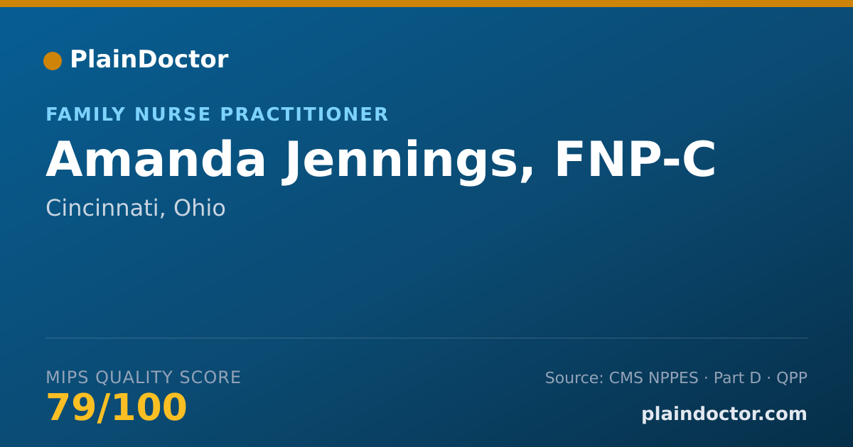 Shareable card for Amanda Jennings, FNP-C - Family Medicine Physician, Cincinnati, OH
