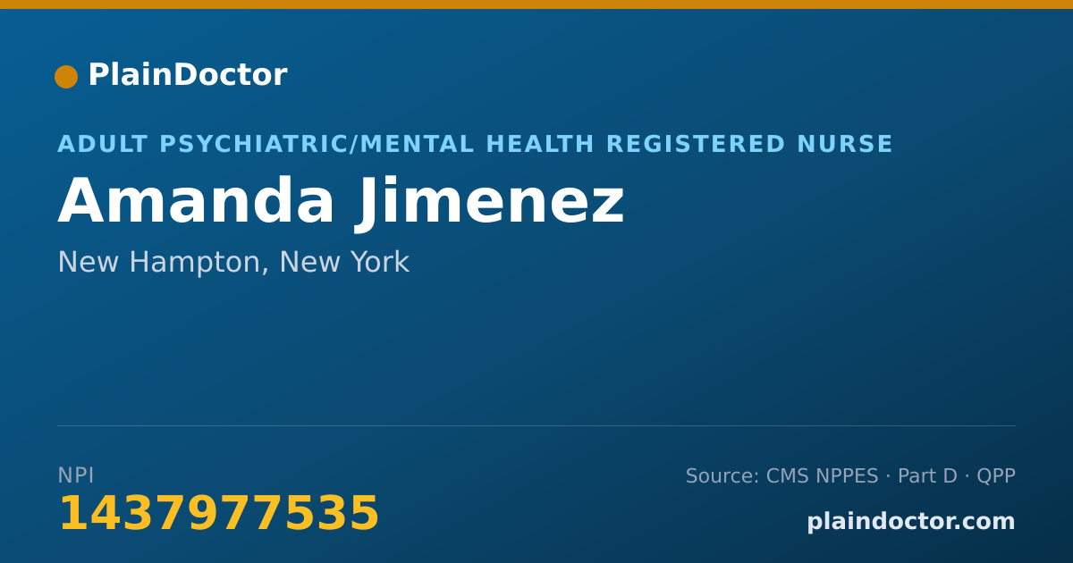 Shareable card for Amanda Jimenez - Adult Psychiatric/Mental Health Registered Nurse, New Hampton, NY