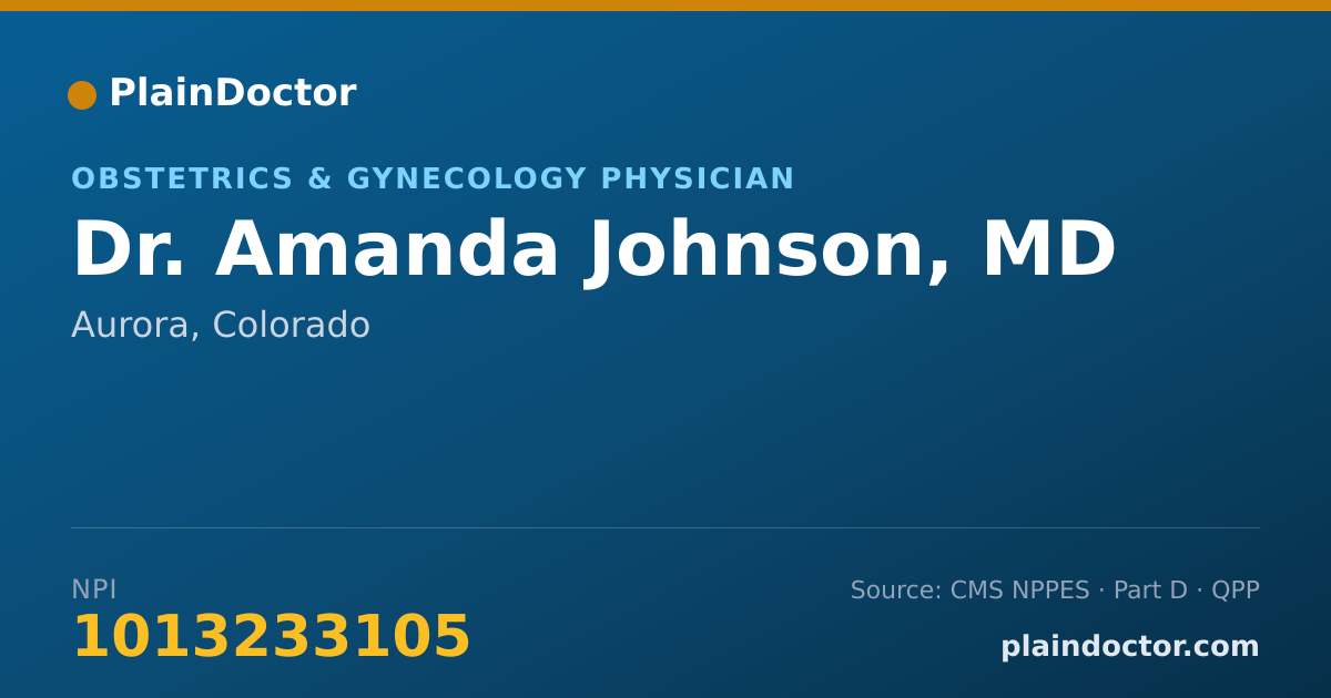 Shareable card for Amanda Johnson, MD - Obstetrics & Gynecology Physician, Aurora, CO
