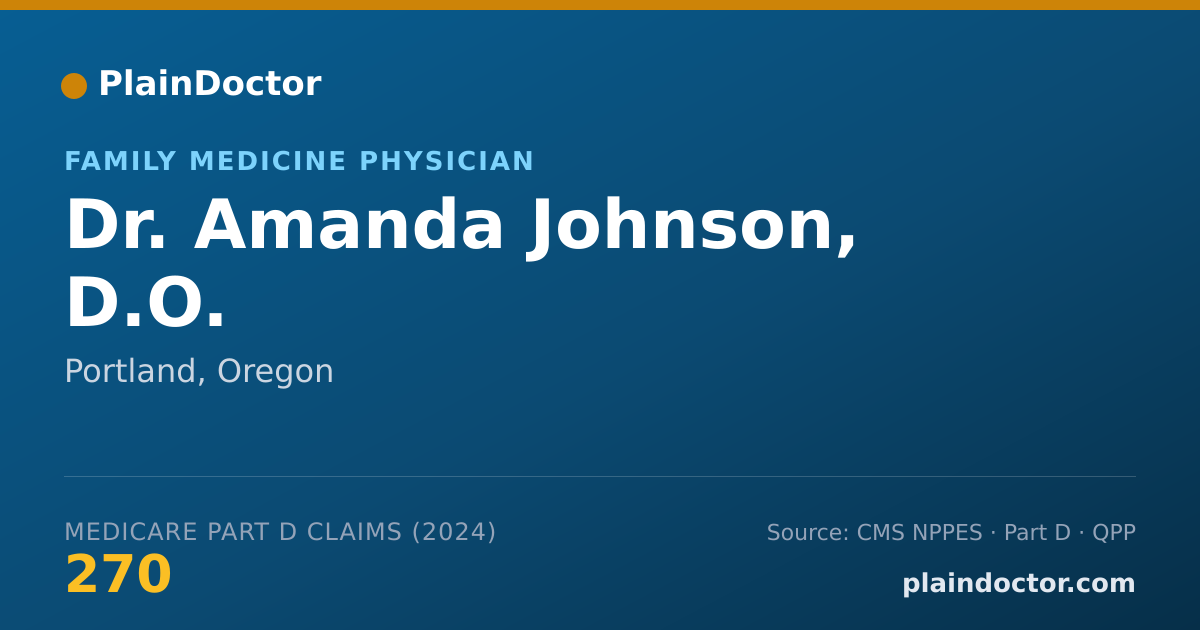 Shareable card for Amanda Johnson, D.O. - Family Medicine Physician, Portland, OR