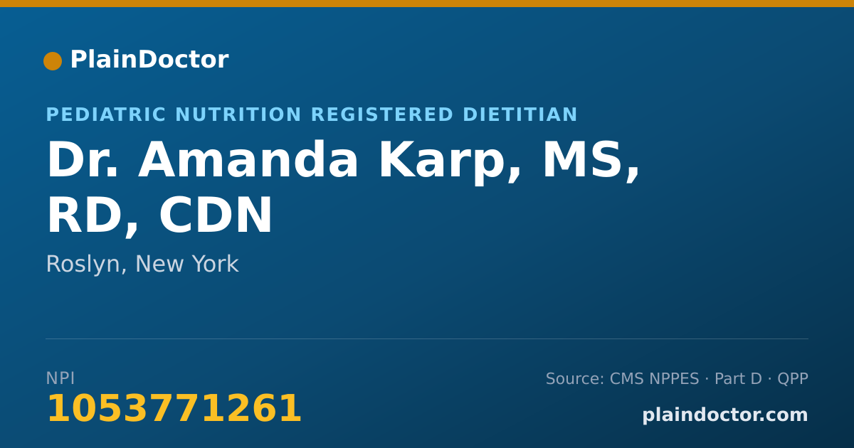 Shareable card for Amanda Karp, MS, RD, CDN - Pediatric Nutrition Registered Dietitian, Roslyn, NY