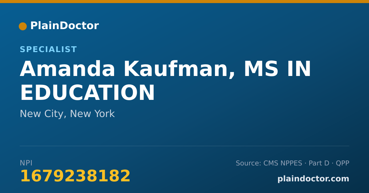 Shareable card for Amanda Kaufman, MS IN EDUCATION - Specialist, New City, NY