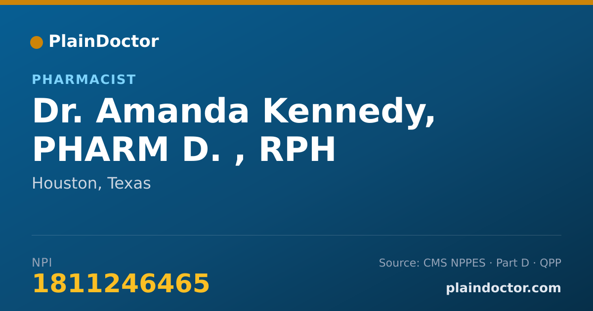 Shareable card for Amanda Kennedy, PHARM D. , RPH - Pharmacist, Houston, TX