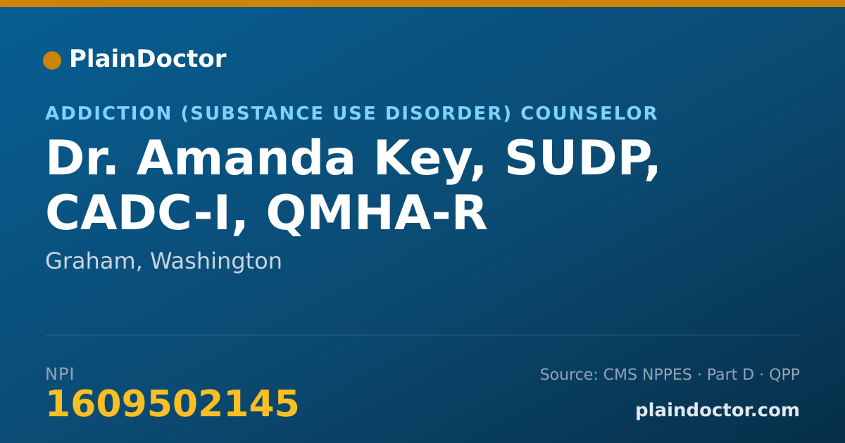 Shareable card for Amanda Key, SUDP, CADC-I, QMHA-R - Addiction (Substance Use Disorder) Counselor, Graham, WA