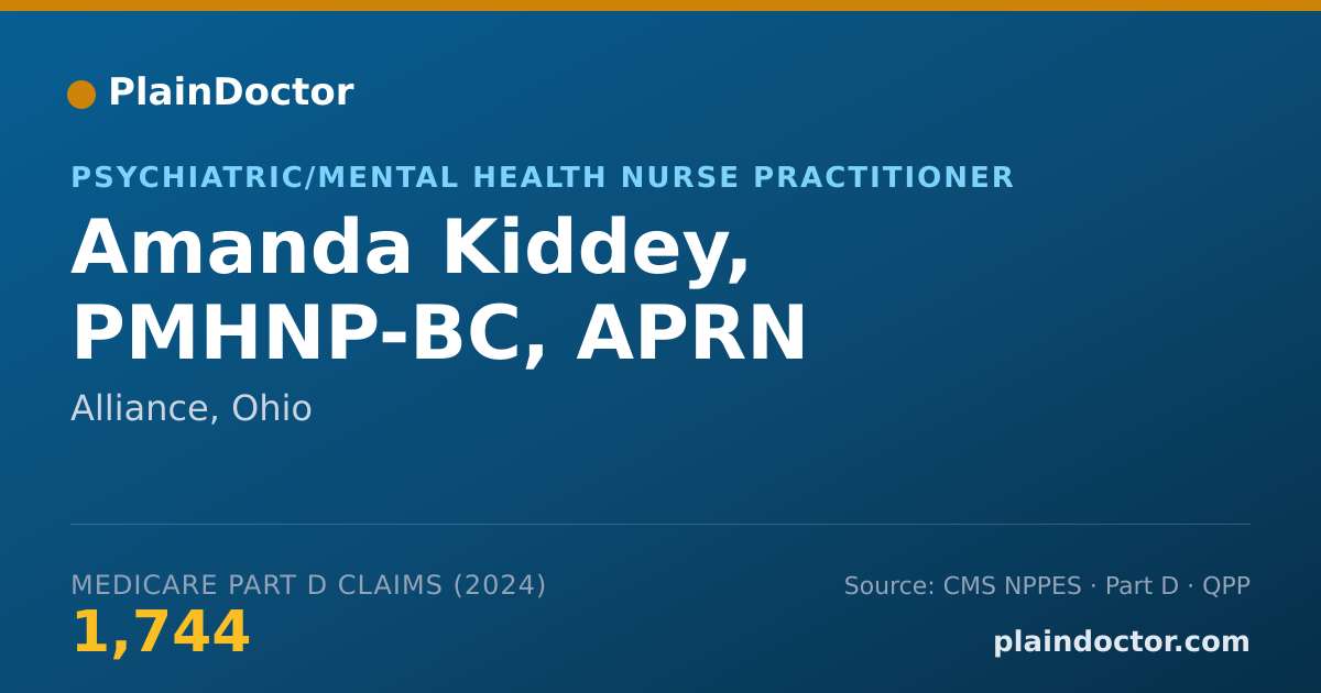 Shareable card for Amanda Kiddey, PMHNP-BC, APRN - Psychiatric/Mental Health Nurse Practitioner, Alliance, OH