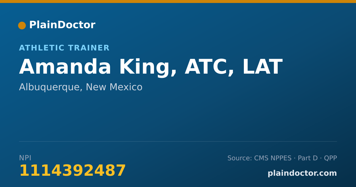 Shareable card for Amanda King, ATC, LAT - Athletic Trainer, Albuquerque, NM