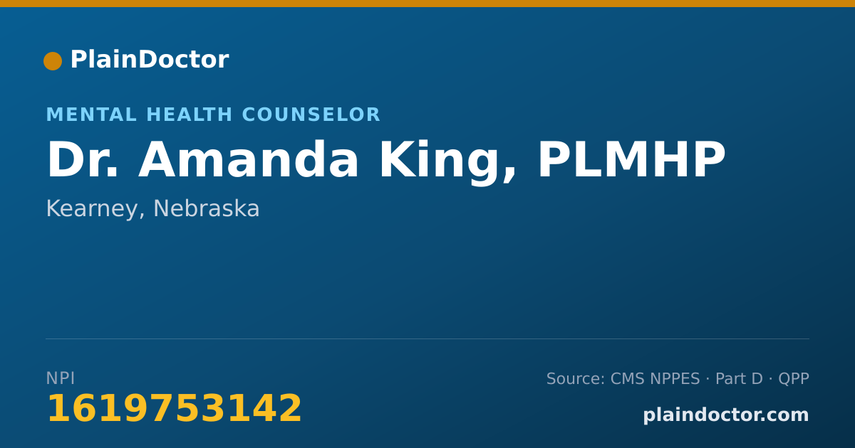 Shareable card for Amanda King, PLMHP - Mental Health Counselor, Kearney, NE