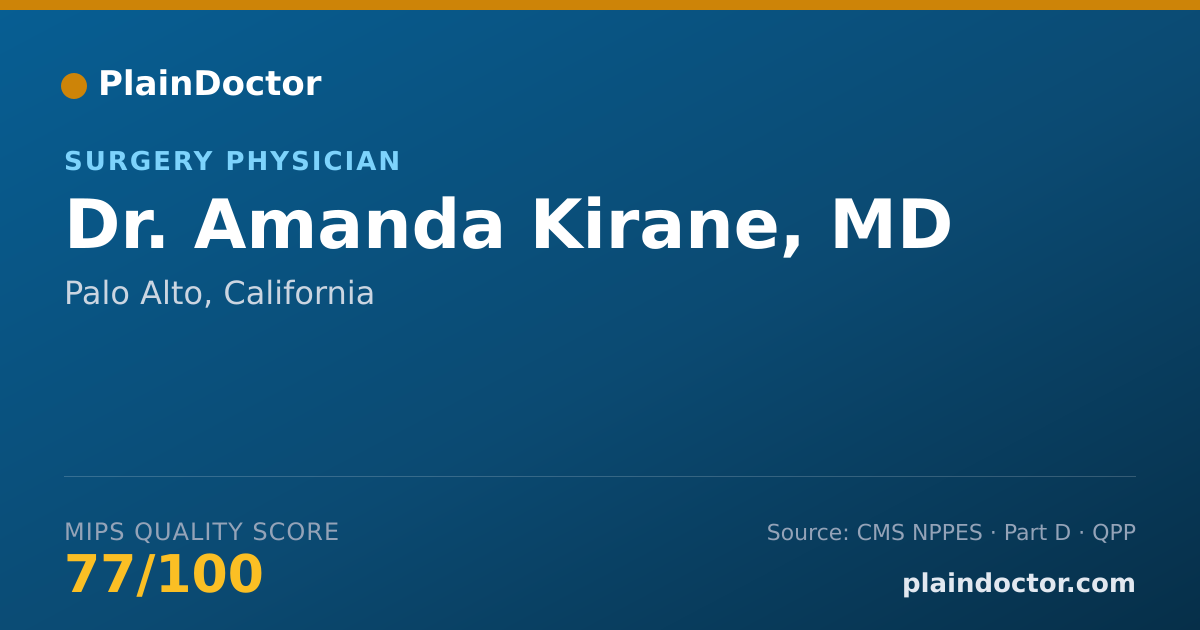 Shareable card for Amanda Kirane, MD - Surgery Physician, Palo Alto, CA