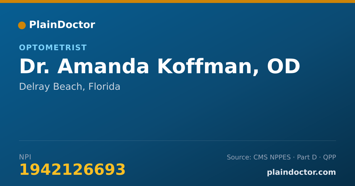 Shareable card for Amanda Koffman, OD - Optometrist, Delray Beach, FL