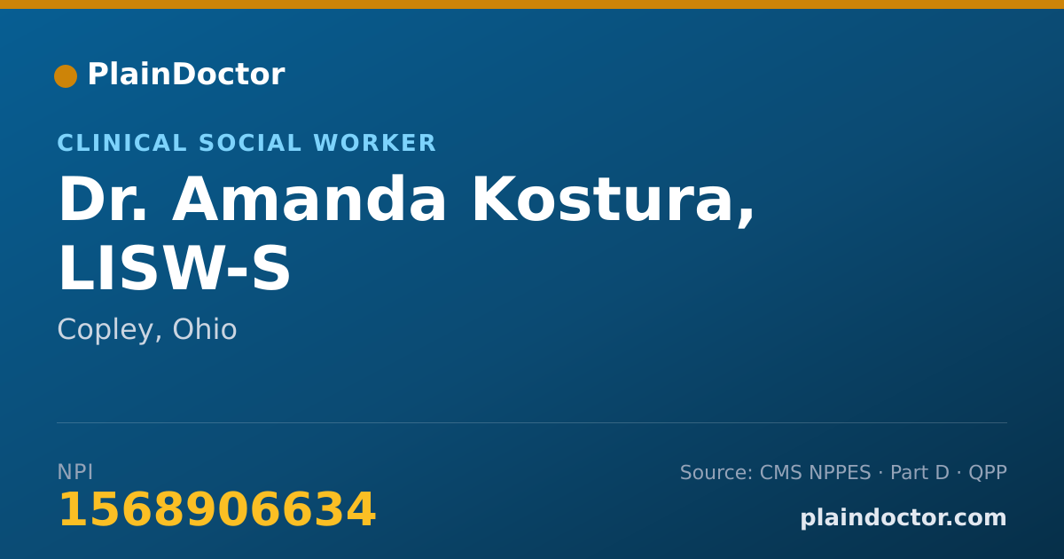 Shareable card for Amanda Kostura, LISW-S - Clinical Social Worker, Copley, OH