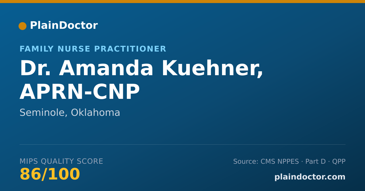 Shareable card for Amanda Kuehner, APRN-CNP - Family Nurse Practitioner, Seminole, OK
