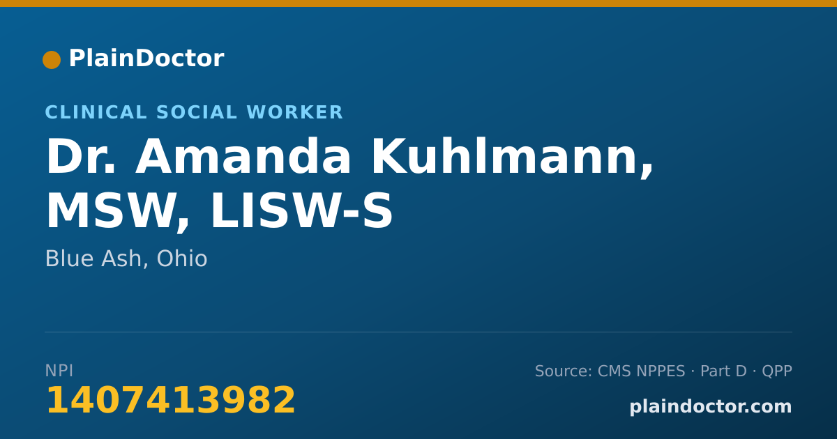Shareable card for Amanda Kuhlmann, MSW, LISW-S - Clinical Social Worker, Blue Ash, OH