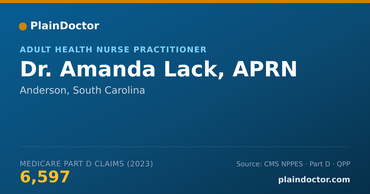 Shareable card for Amanda Lack, APRN - Adult Health Nurse Practitioner, Anderson, SC