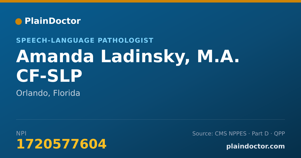 Shareable card for Amanda Ladinsky, M.A. CF-SLP - Speech-Language Pathologist, Orlando, FL