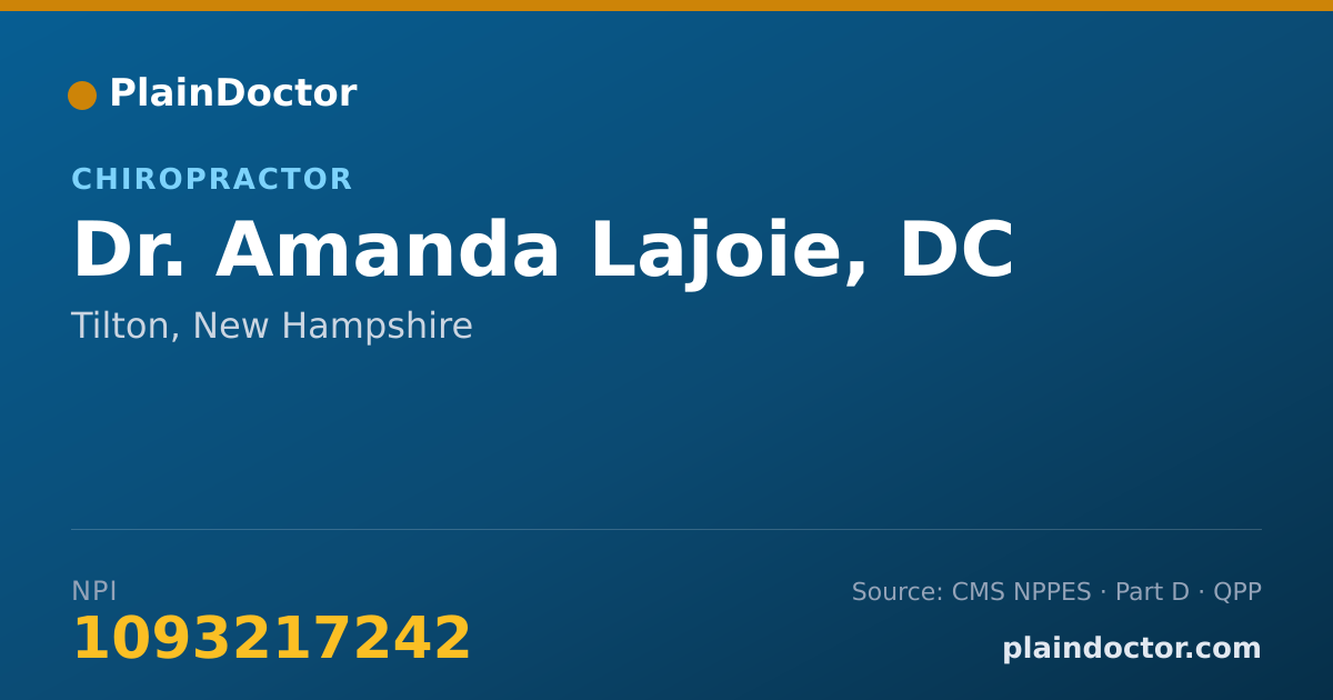 Shareable card for Amanda Lajoie, DC - Chiropractor, Tilton, NH