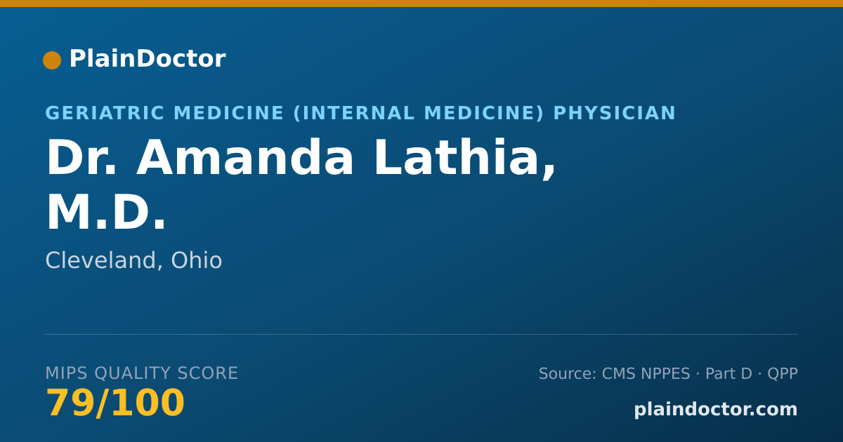 Shareable card for Amanda Lathia, M.D. - Geriatric Medicine (Internal Medicine) Physician, Cleveland, OH