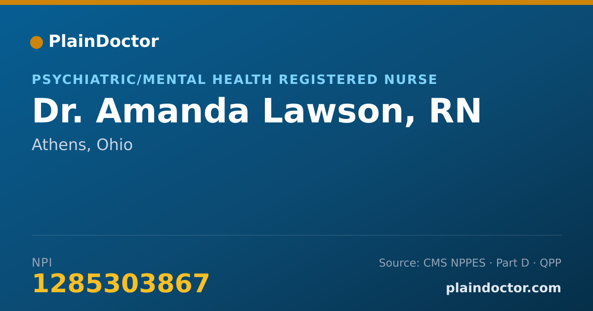 Shareable card for Amanda Lawson, RN - Psychiatric/Mental Health Registered Nurse, Athens, OH