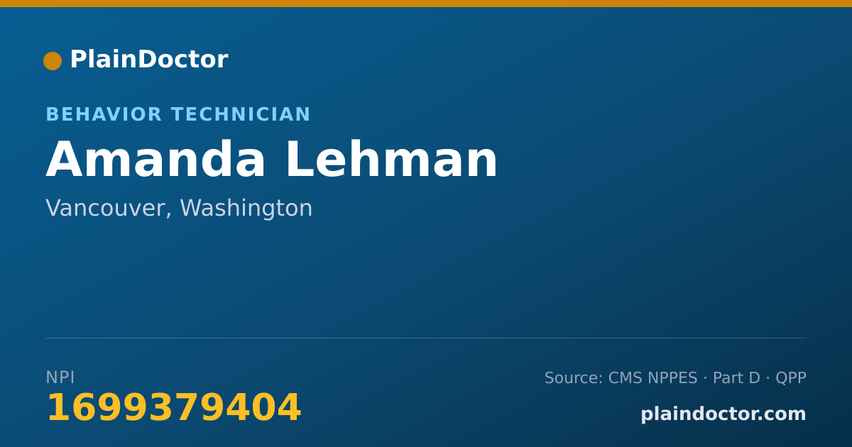 Shareable card for Amanda Lehman - Behavior Technician, Vancouver, WA