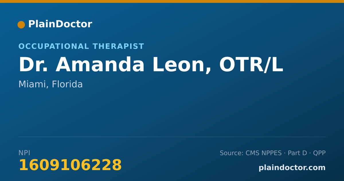 Shareable card for Amanda Leon, OTR/L - Occupational Therapist, Miami, FL