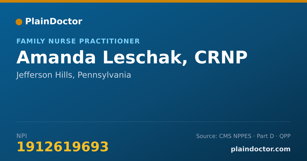 Shareable card for Amanda Leschak, CRNP - Family Nurse Practitioner, Jefferson Hills, PA