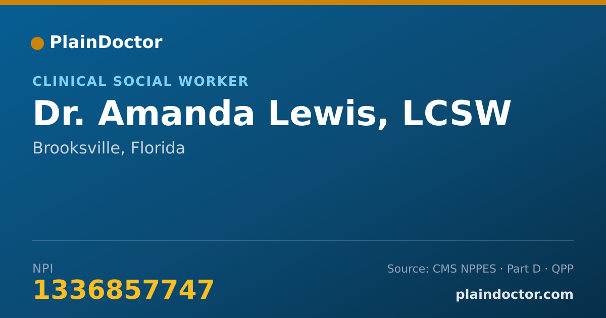 Shareable card for Amanda Lewis, LCSW - Clinical Social Worker, Brooksville, FL