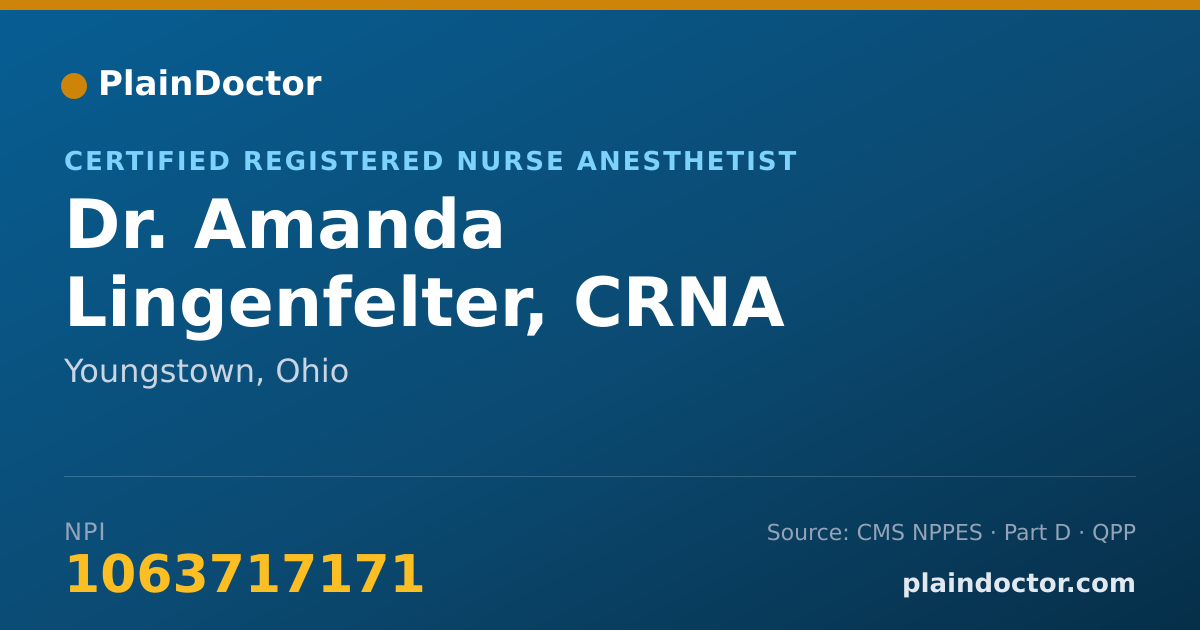 Shareable card for Amanda Lingenfelter, CRNA - Certified Registered Nurse Anesthetist, Youngstown, OH
