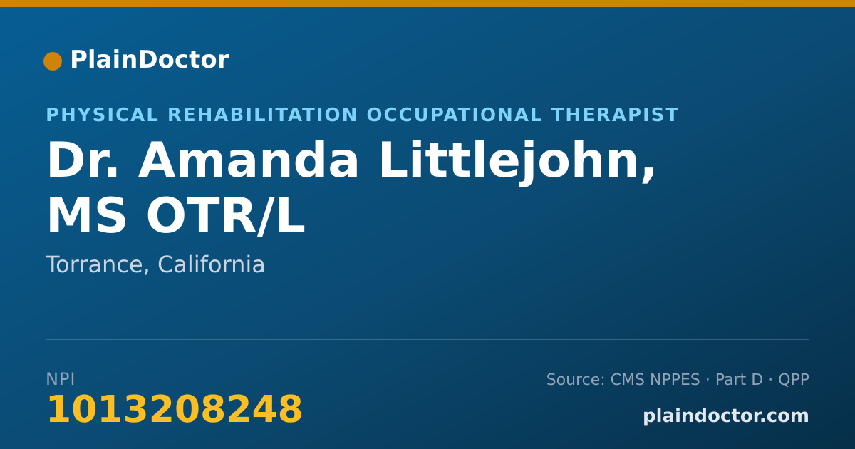 Shareable card for Amanda Littlejohn, MS OTR/L - Physical Rehabilitation Occupational Therapist, Torrance, CA
