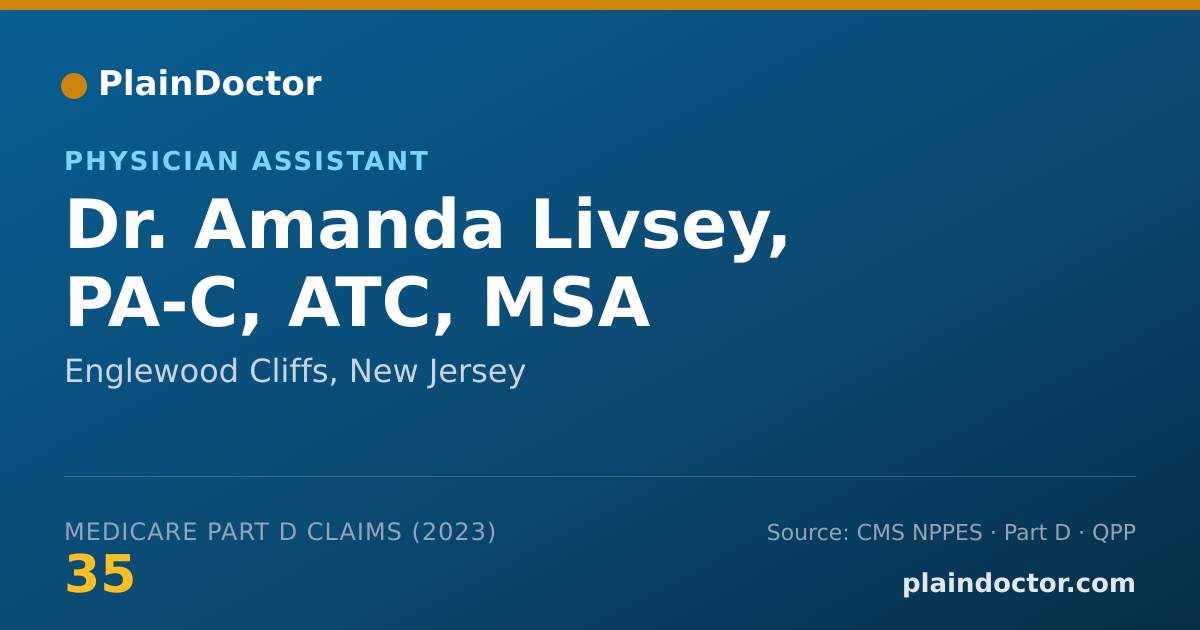 Shareable card for Amanda Livsey, PA-C, ATC, MSA - Physician Assistant, Englewood Cliffs, NJ