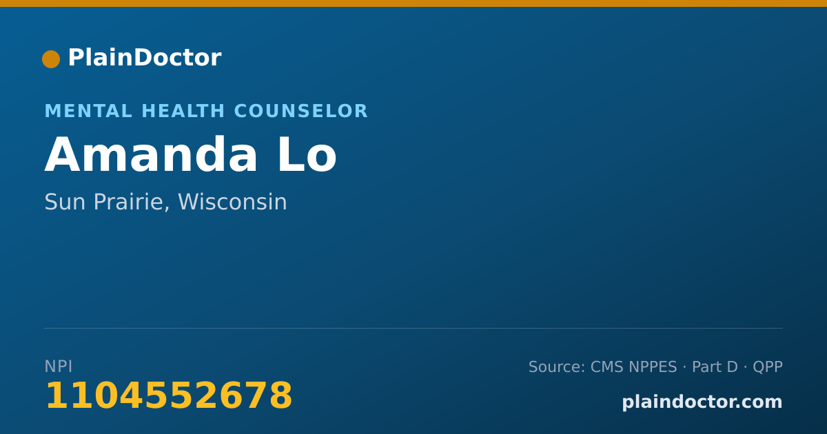 Shareable card for Amanda Lo - Mental Health Counselor, Sun Prairie, WI