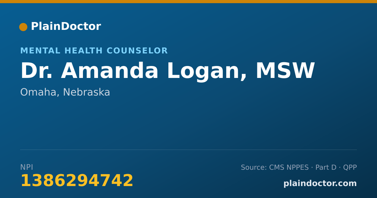 Shareable card for Amanda Logan, MSW - Mental Health Counselor, Omaha, NE