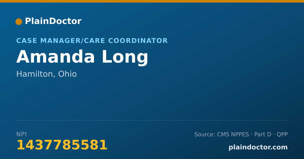 Shareable card for Amanda Long - Case Manager/Care Coordinator, Hamilton, OH