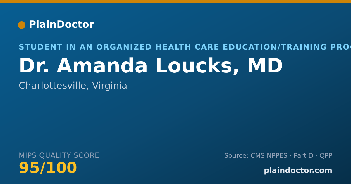 Shareable card for Amanda Loucks, MD - Student in an Organized Health Care Education/Training Program, Charlottesville, VA