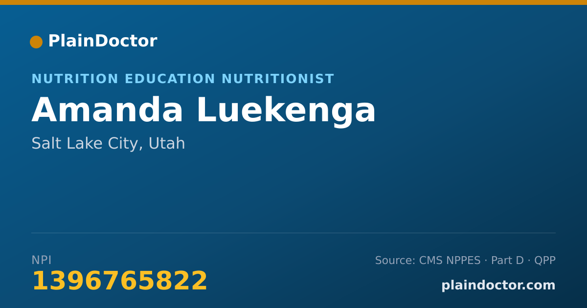 Shareable card for Amanda Luekenga - Nutrition Education Nutritionist, Salt Lake City, UT
