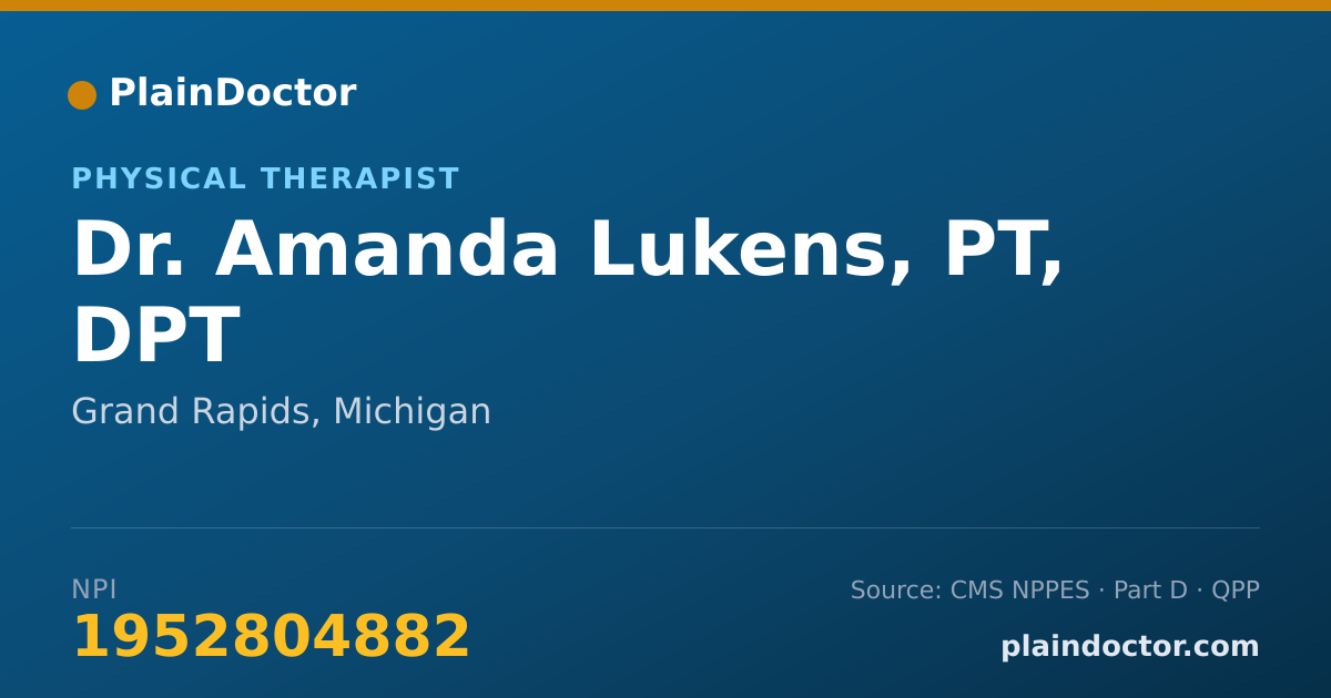 Shareable card for Amanda Lukens, PT, DPT - Physical Therapist, Grand Rapids, MI