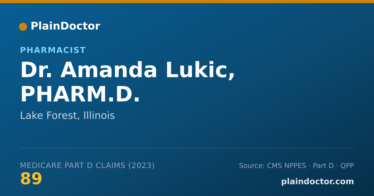 Shareable card for Amanda Lukic, PHARM.D. - Pharmacist, Lake Forest, IL