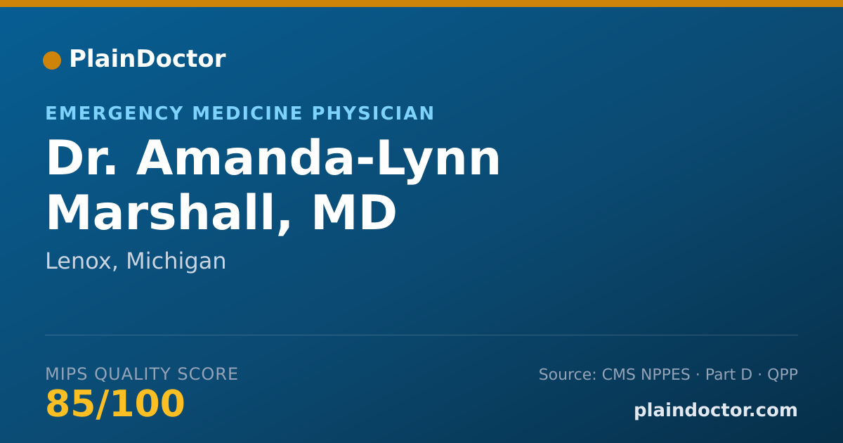Shareable card for Amanda-Lynn Marshall, MD - Emergency Medicine Physician, Lenox, MI